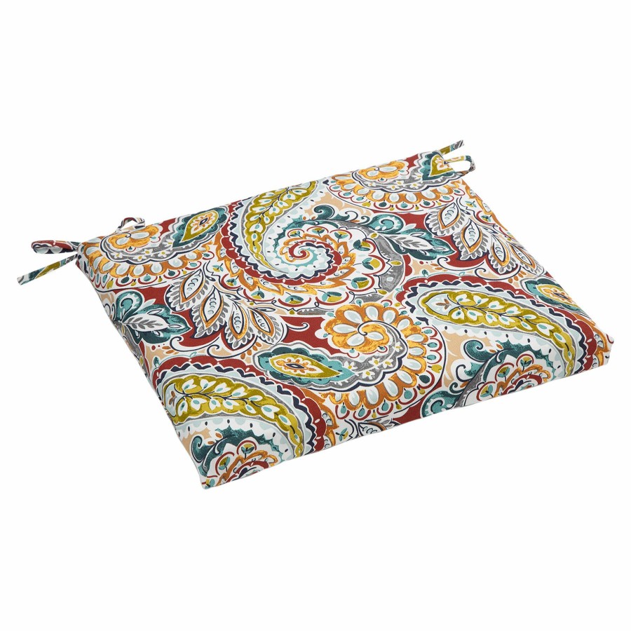 Cushions & Pillows * | Gift Selection Paisley Chili Outdoor Square Seat Cushion