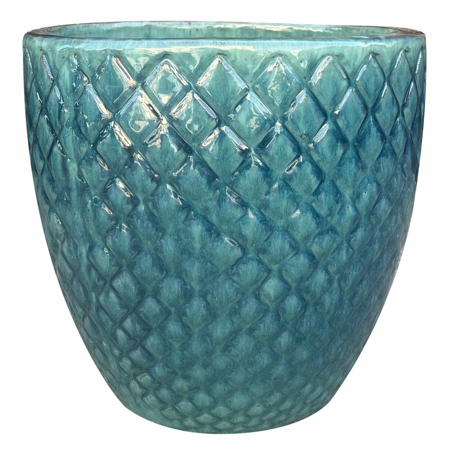 Pots & Planters * | Latest Blanche Turquoise Ceramic Planter, 17