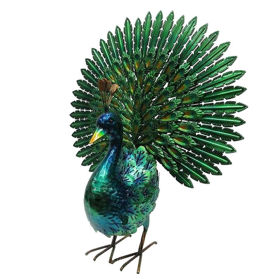 Outdoor Deacutecor * | Clearance Sale Outdoor Spreading Tail Peacock Figurine, 23