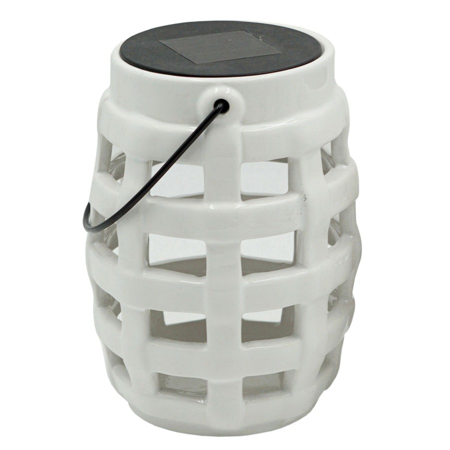 Lighting * | Typical Style Grace Mitchell White Ceramic Solar Lantern, 6