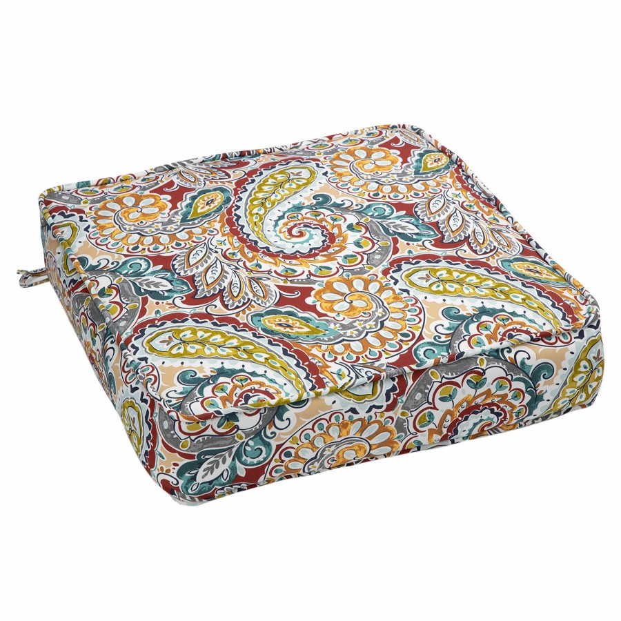 Cushions & Pillows * | Featured Paisley Chili Outdoor Gusseted Deep Seat Cushion