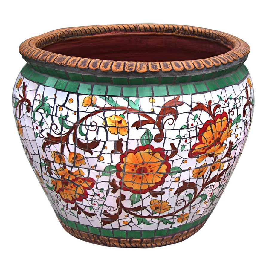 Pots & Planters * | Sale Multicolor Tuscan Tile Mosaic Planter, 15.5