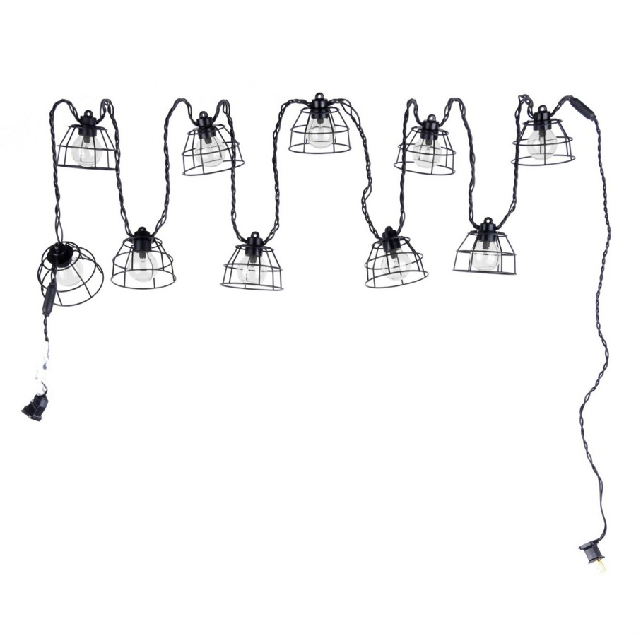 Lighting * | Popular 10-Count Black Wire Cage String Light Set