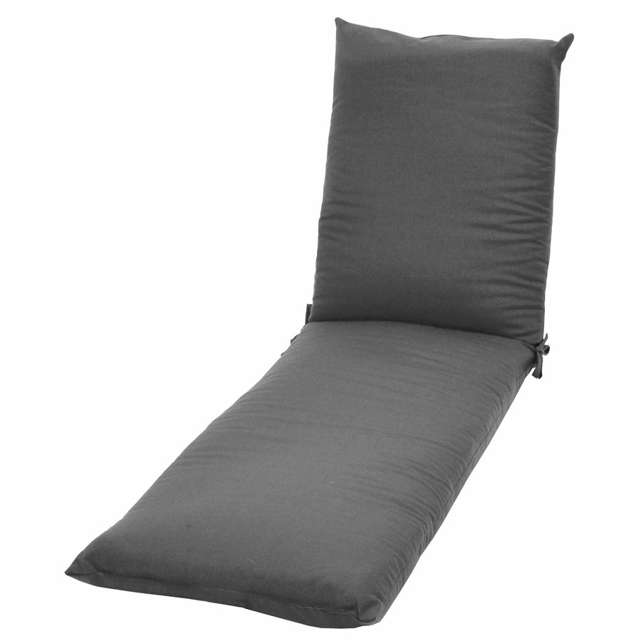 Cushions & Pillows * | Free Delivery Charcoal Grey Canvas Outdoor Basic Chaise Lounge Cushion