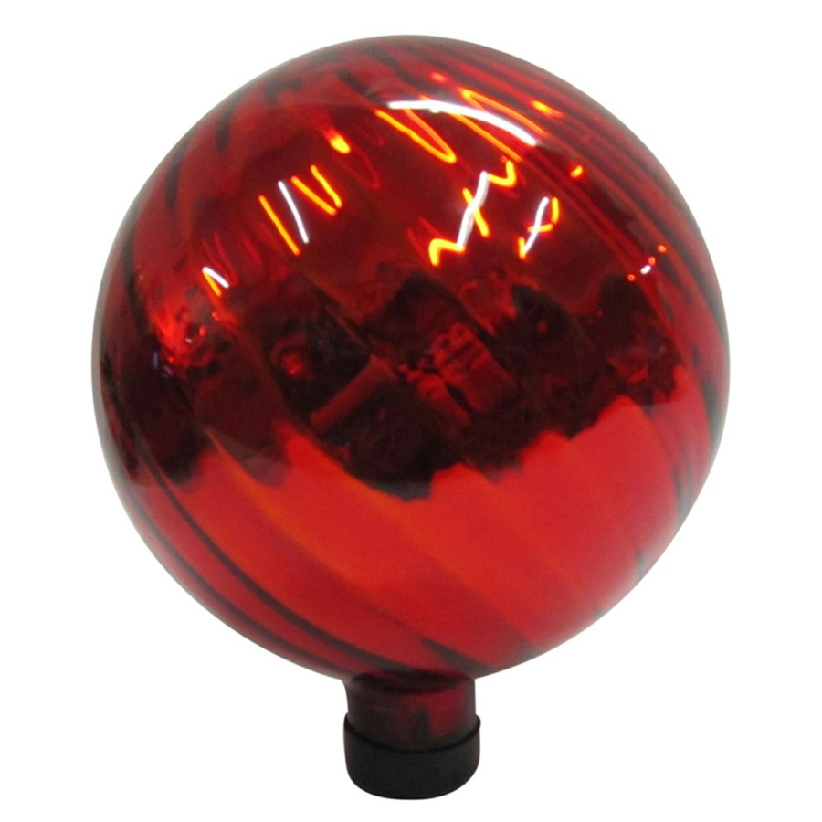 Outdoor Deacutecor * | Popular Red Chrome Swirled Glass Gazing Ball, 10