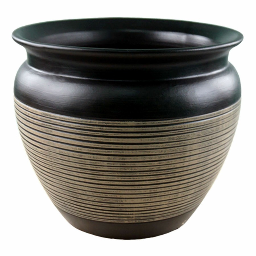 Pots & Planters * | Exquisite Gifts Black Striped Clay Planter, 5.5