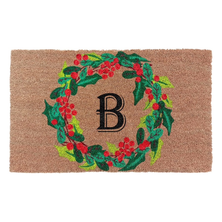 Rugs & Doormats * | Typical Style Monogram B Wreath Coir Mat, 18 30