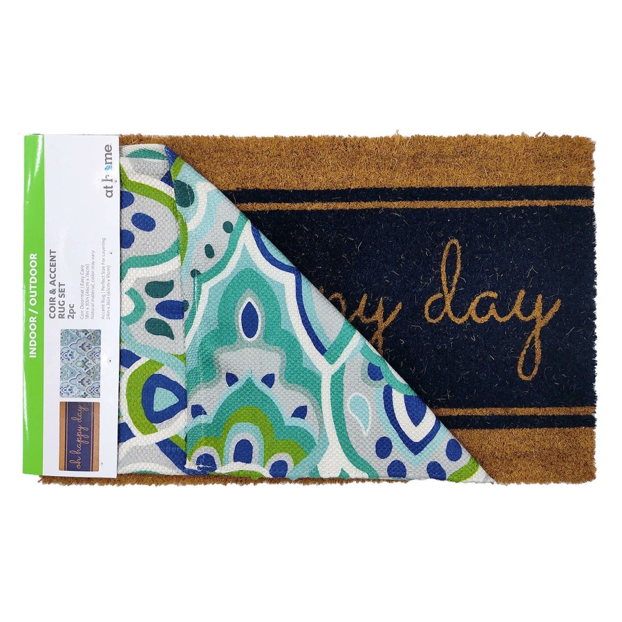 Rugs & Doormats * | Gift Selection 2-Piece Set Happy Day Coir Mat, 18 30, Outdoor Accent Rug, 2 3