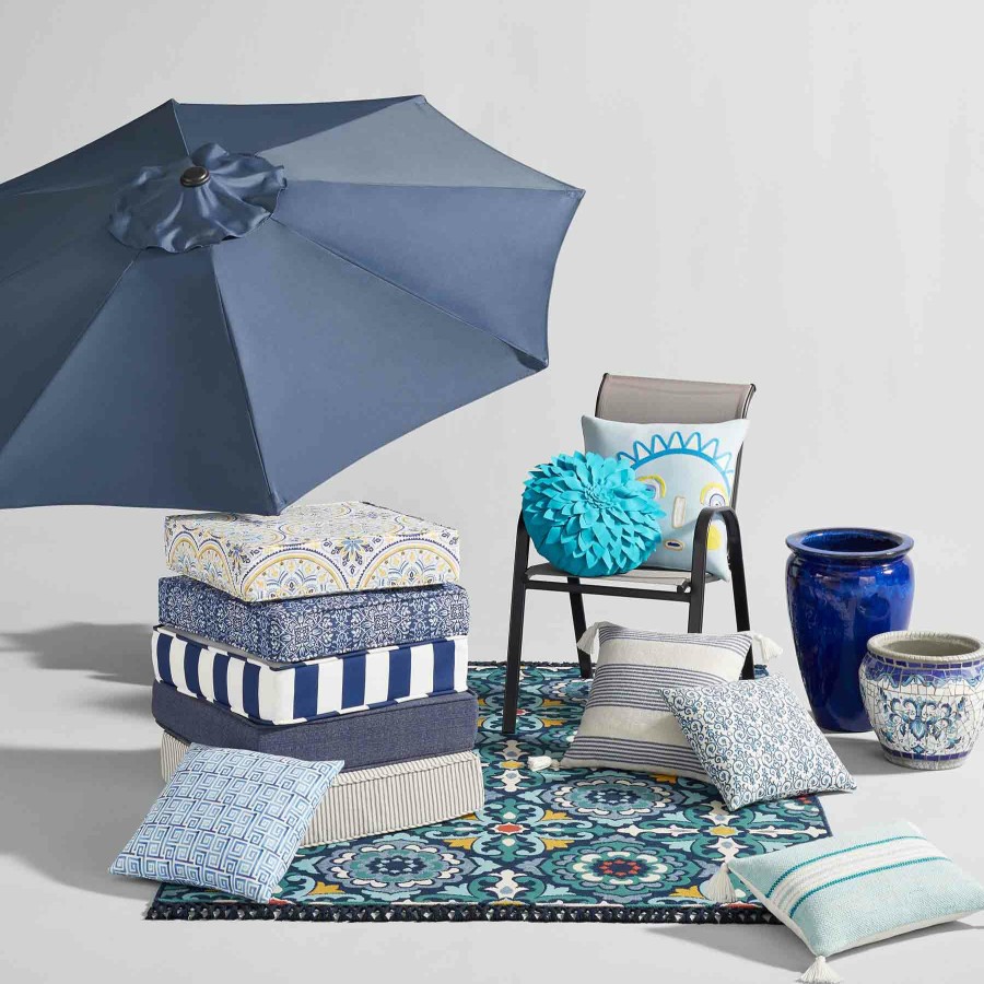 Cushions & Pillows * | Featured Tile Blue Outdoor Petal Throw Pillow, 18