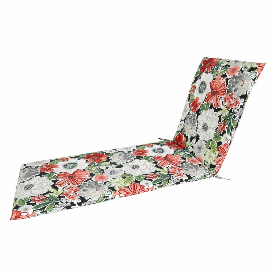 Cushions & Pillows * | Discount Tamani Black Floral Outdoor Basic Chaise Lounge Cushion