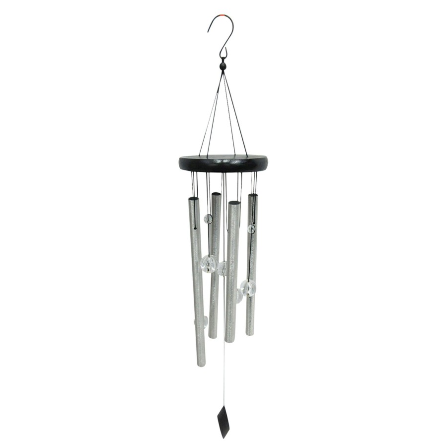 Outdoor Deacutecor * | Latest Metal & Wood White Bead Wind Chime