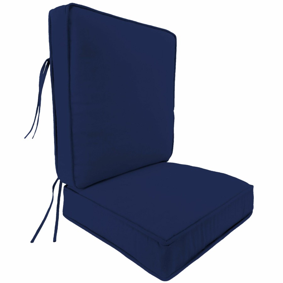 Cushions & Pillows * | Popular 2-Piece Navy Canvas Outdoor Gusseted Deep Seat Cushion