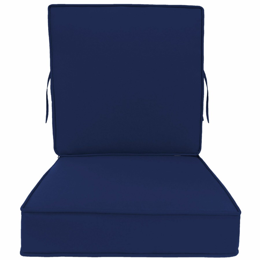 Cushions & Pillows * | Popular 2-Piece Navy Canvas Outdoor Gusseted Deep Seat Cushion