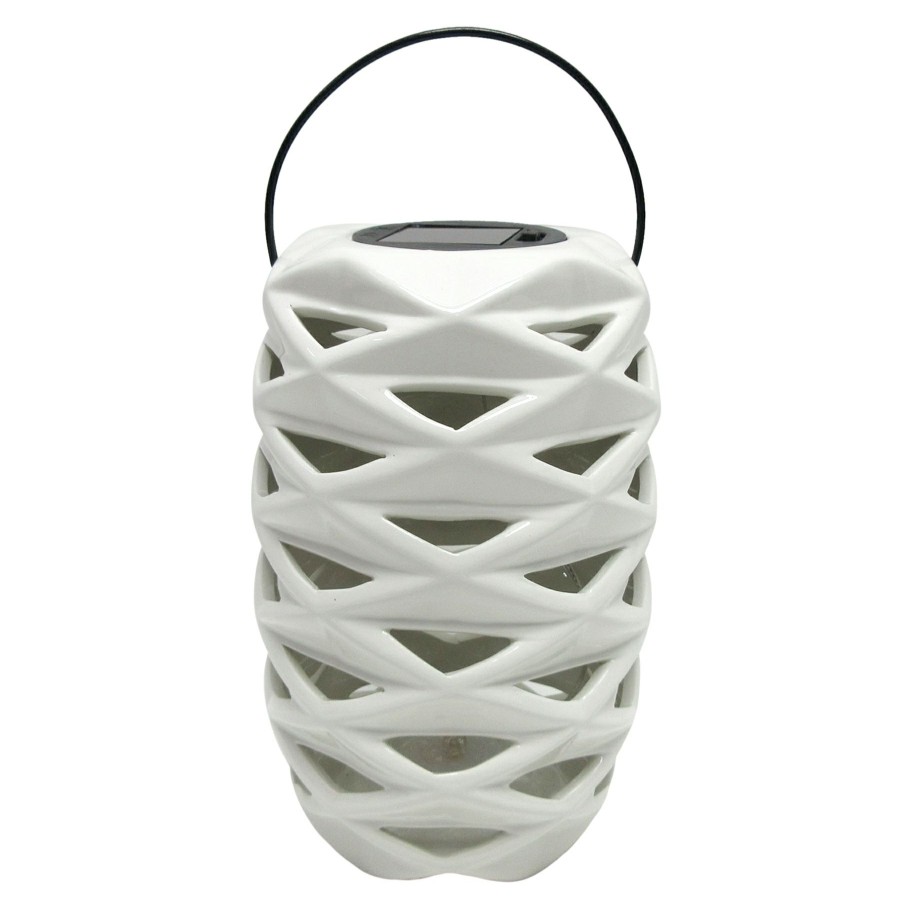 Lighting * | Fire Sale Laila Ali White Ceramic Solar Lantern, 8