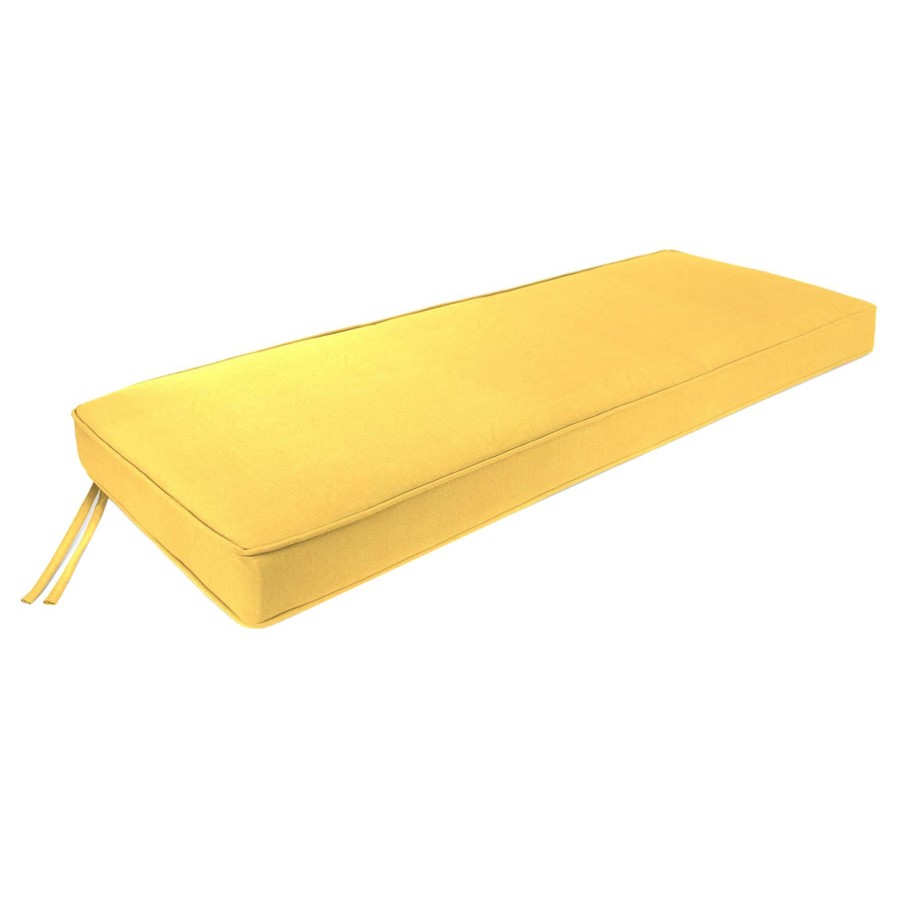 Cushions & Pillows * | Large Choice Butter Yellow Canvas Outdoor Gusseted Bench Cushion