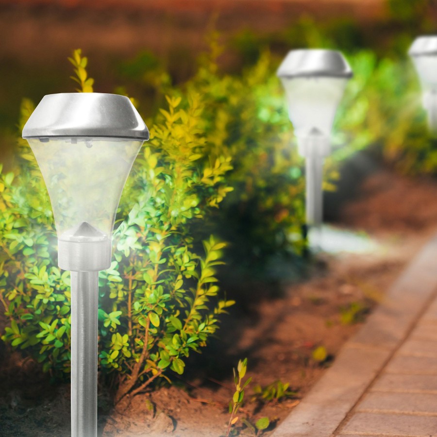 Lighting * | Fire Sale 3L Led Solar Pathway Light, Stainless Steel