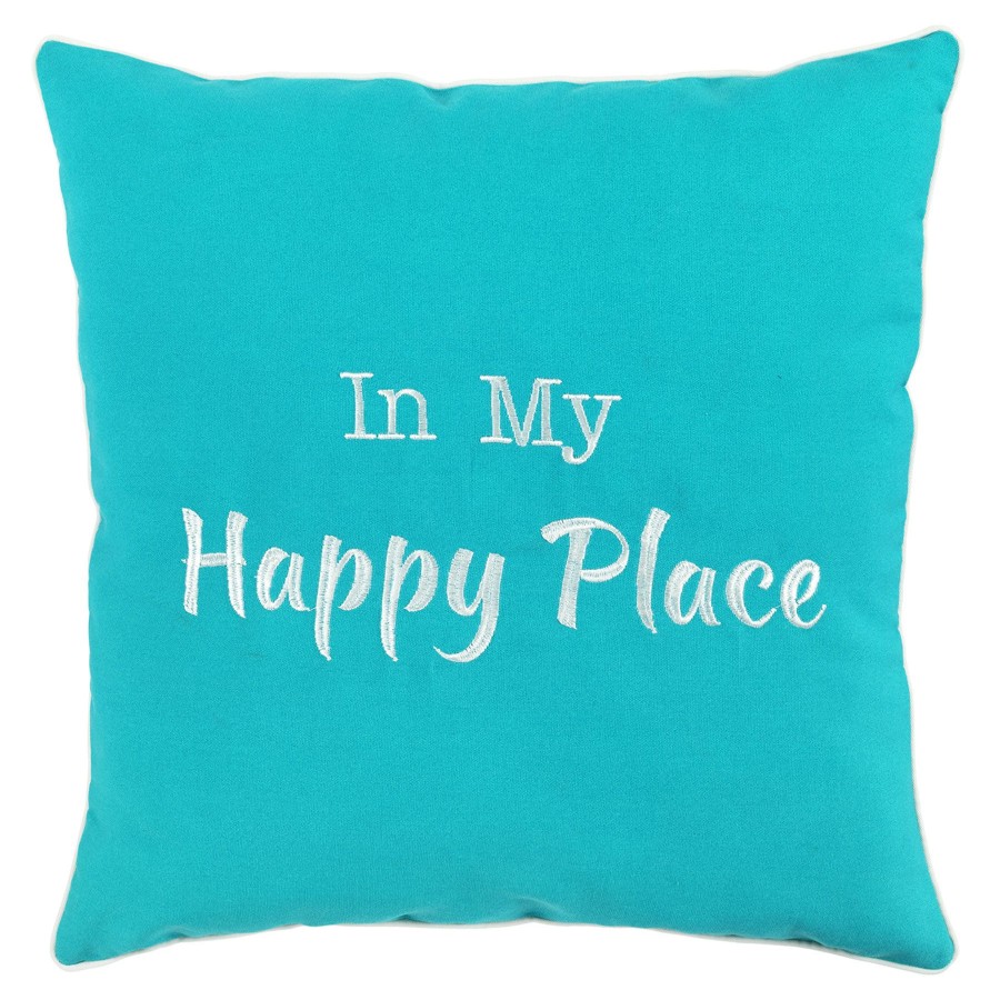 Outdoor * | Sale Online Happy Place Tile Blue Outdoor Throw Pillow, 18