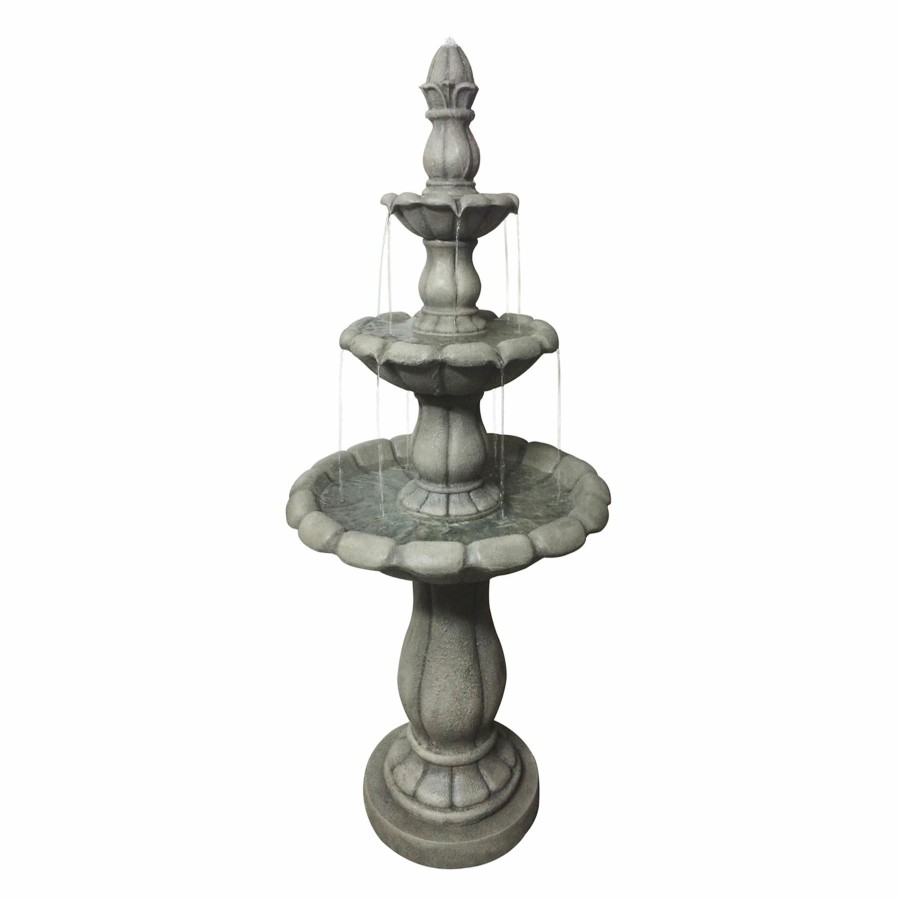 Outdoor Deacutecor * | Classical Durable Concrete Large 3-Tier Fountain Petal Texture