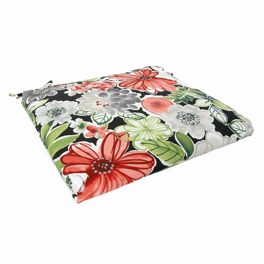 Cushions & Pillows * | Classical Tamani Black Floral Outdoor Square Seat Cushion