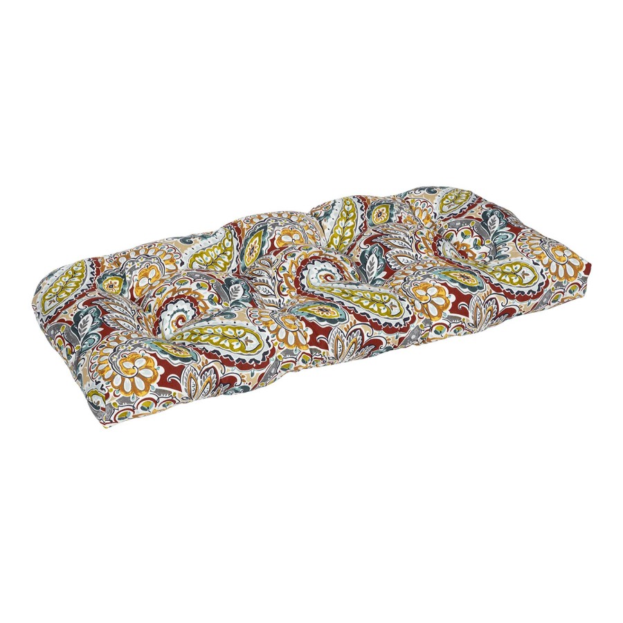 Cushions & Pillows * | Discount Paisley Chili Outdoor Wicker Settee Cushion