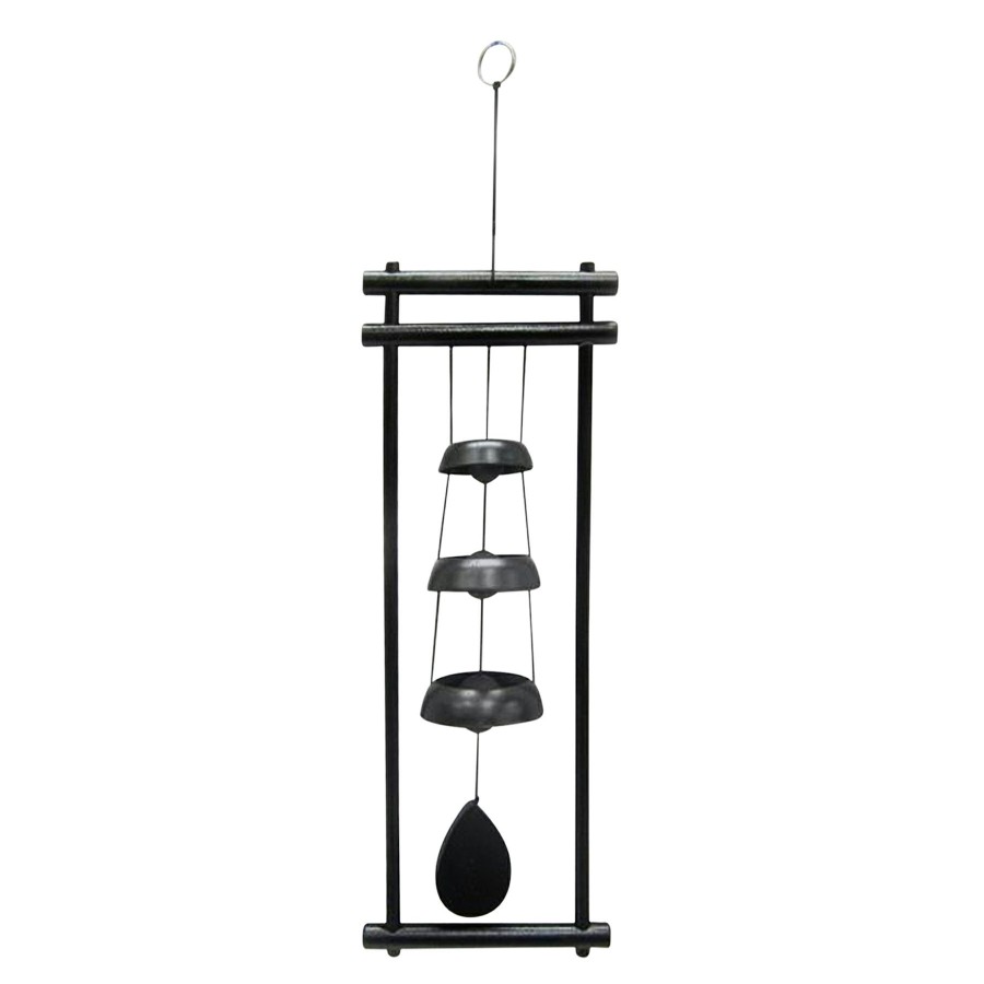 Outdoor Deacutecor * | Clearance Sale Black Metal & Wood Wind Chime, 6 16