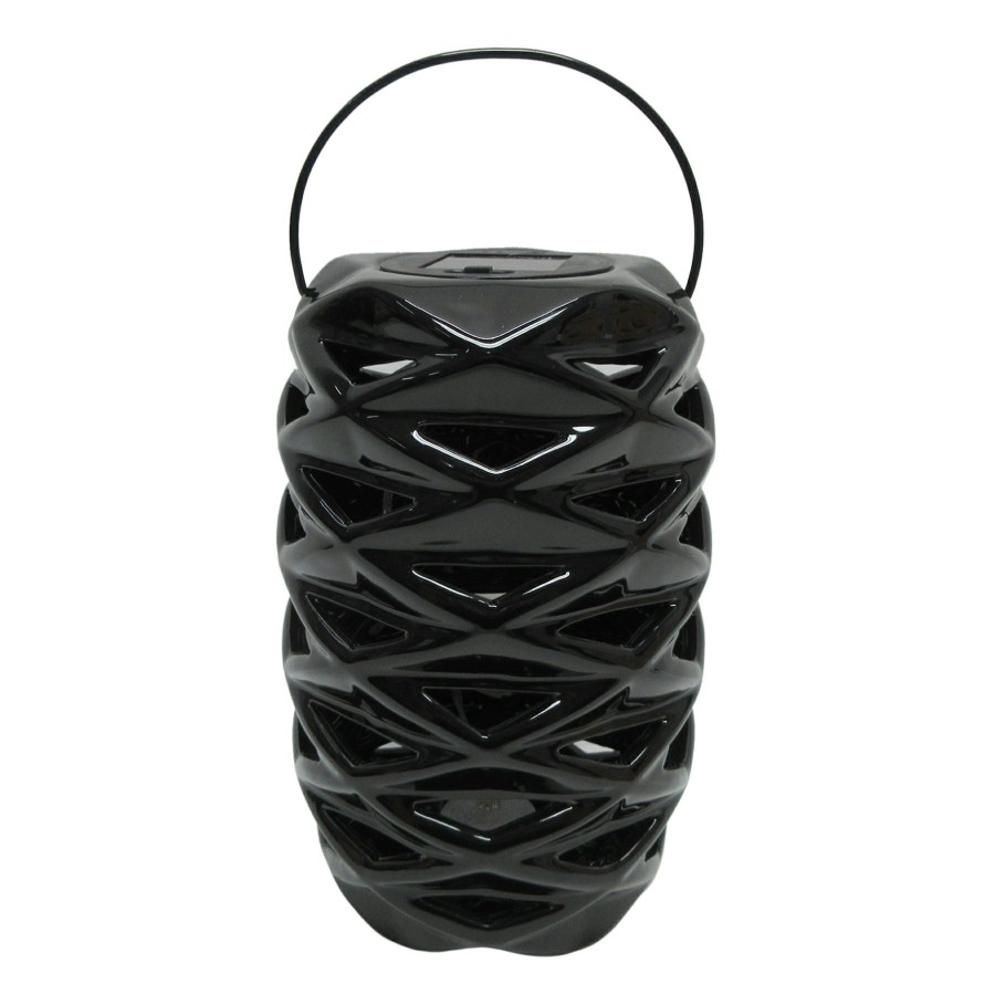 Lighting * | Gift Selection Laila Ali Black Ceramic Solar Lantern, 8