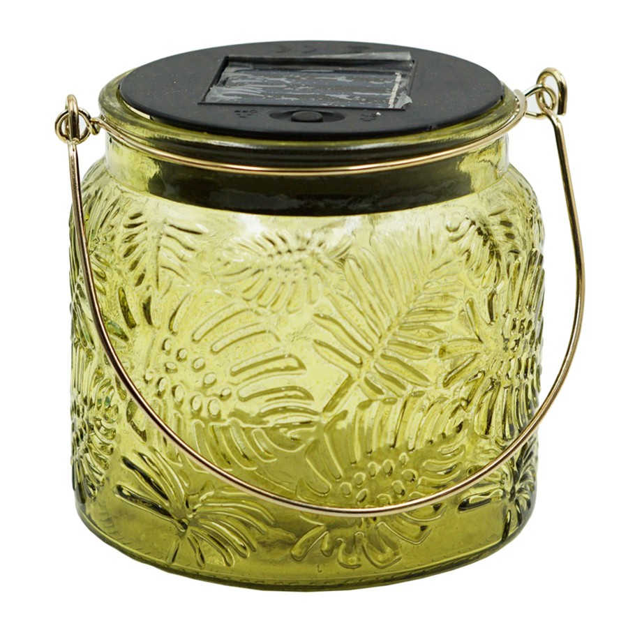 Lighting * | Sale Yellow Glass Solar Lantern, 4.5 4