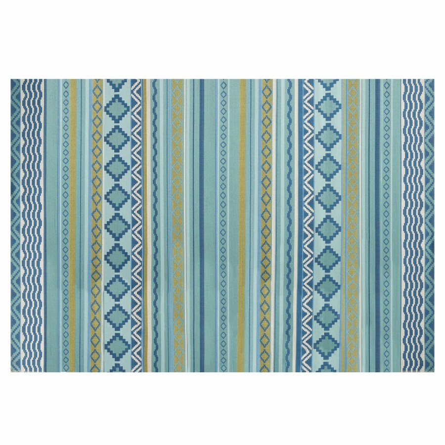 Rugs & Doormats * | Discount (E330) Mikayla Blue Multi-Colored Striped Indoor & Outdoor Area Rug, 8 10