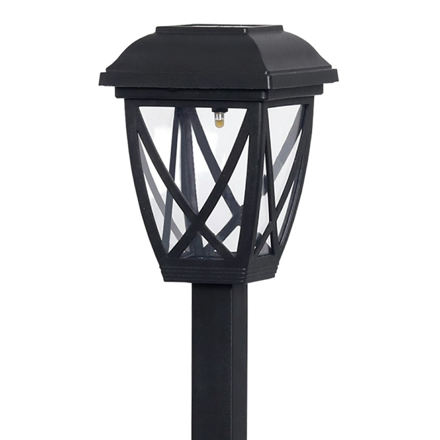 Lighting * | Free Delivery 10L Solar Plastic Square Lattice Path Light, Black