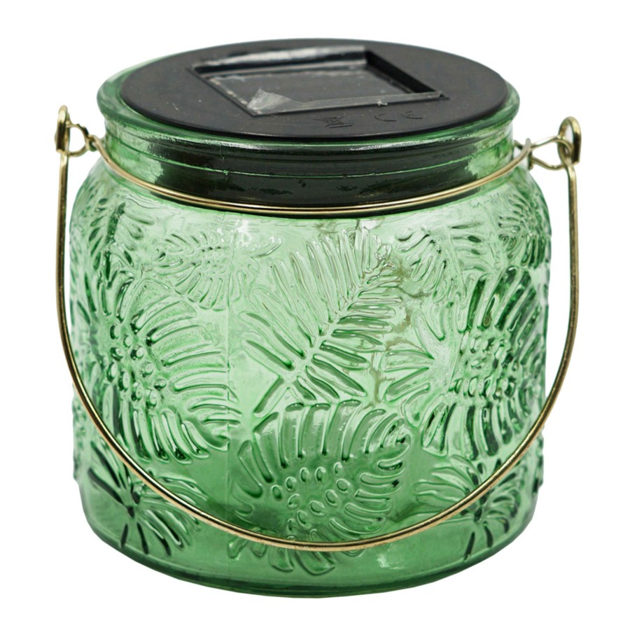 Lighting * | Discount Green Glass Solar Lantern, 4.5 4