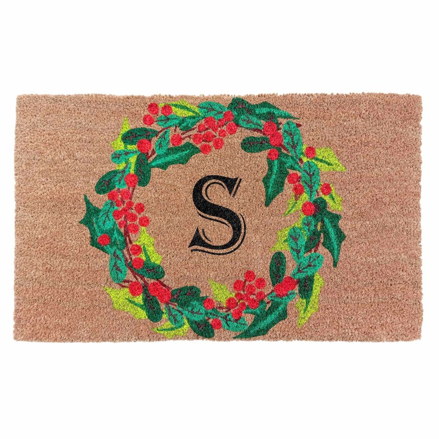 Rugs & Doormats * | Discount Monogram S Wreath Coir Mat, 18 30