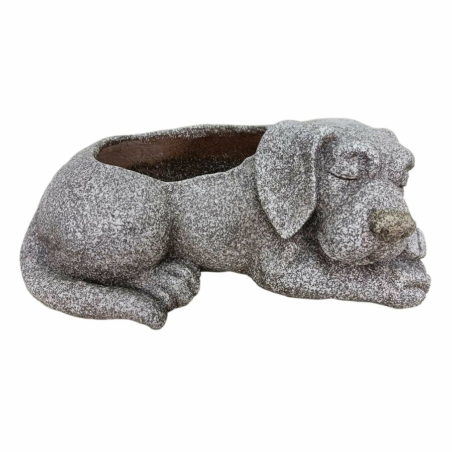 Pots & Planters * | Latest Sleeping Dog Cement Planter, 17.5