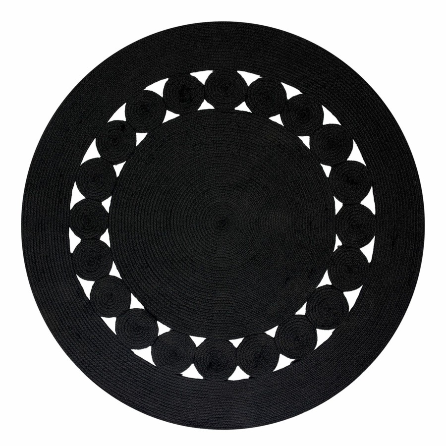 Rugs & Doormats * | New Threads (E450) Black Braided Indoor & Outdoor Round Area Rug, 6