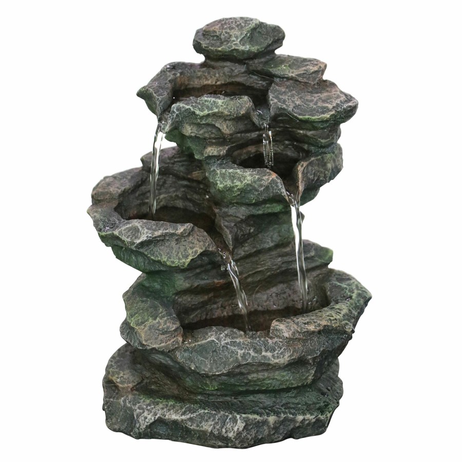 Outdoor Deacutecor * | Premium 4-Tier Tabletop Rock Fountain, 7.5