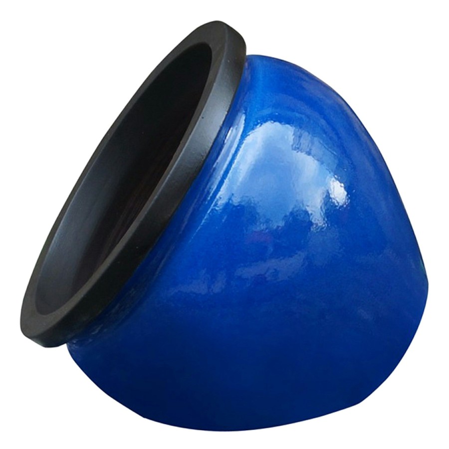 Pots & Planters * | Free Delivery Bean Shiny Blue Black Rim-M