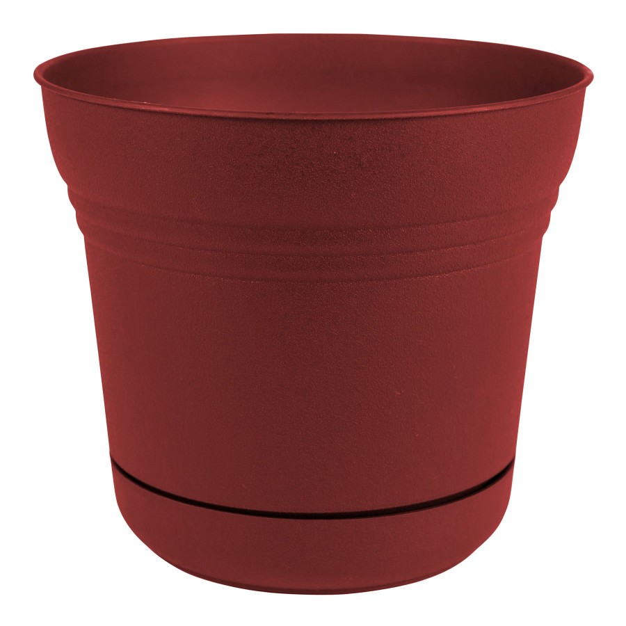 Pots & Planters * | Sale Burnt Red Textured Saturn Planter With Saucer, 14