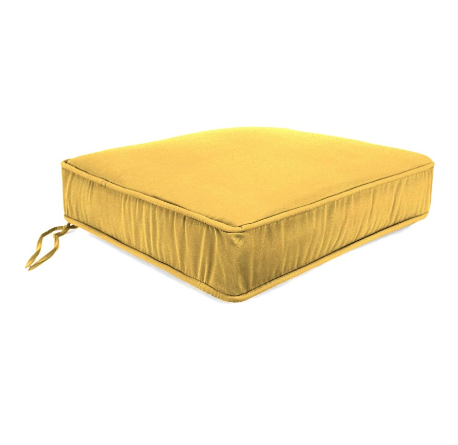 Cushions & Pillows * | Premium Butter Yellow Canvas Outdoor Gusseted Deep Seat Cushion