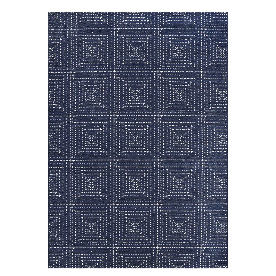 Rugs & Doormats * | Premium (E321) Avery Navy Square Patterned Area Rug, 5 7