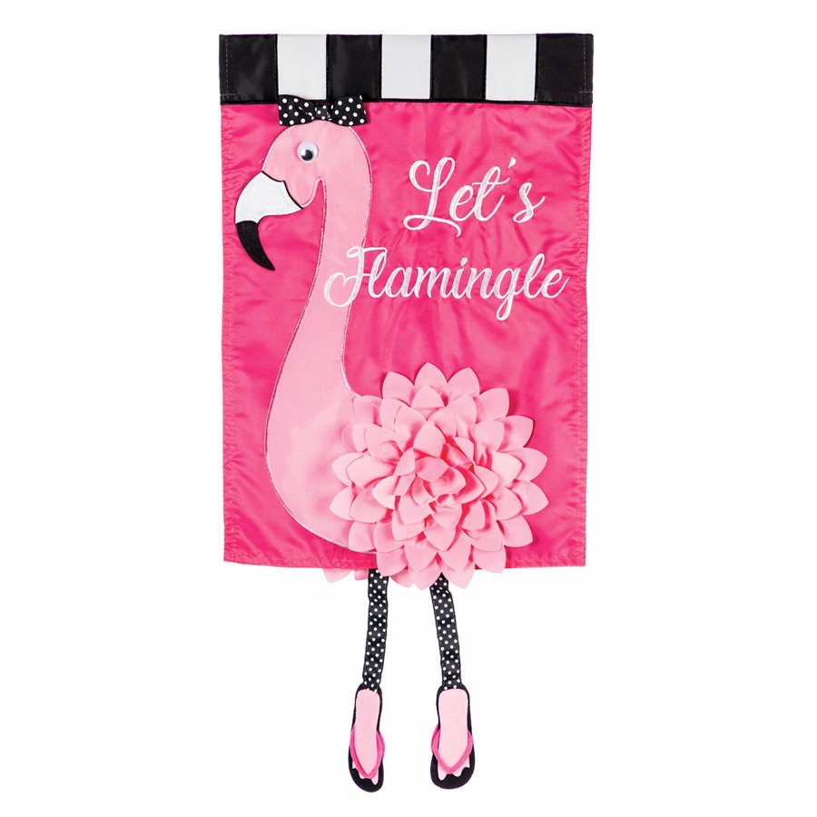 Outdoor Deacutecor * | Free Delivery Lets Flamingle Pink Yard Flag, 18