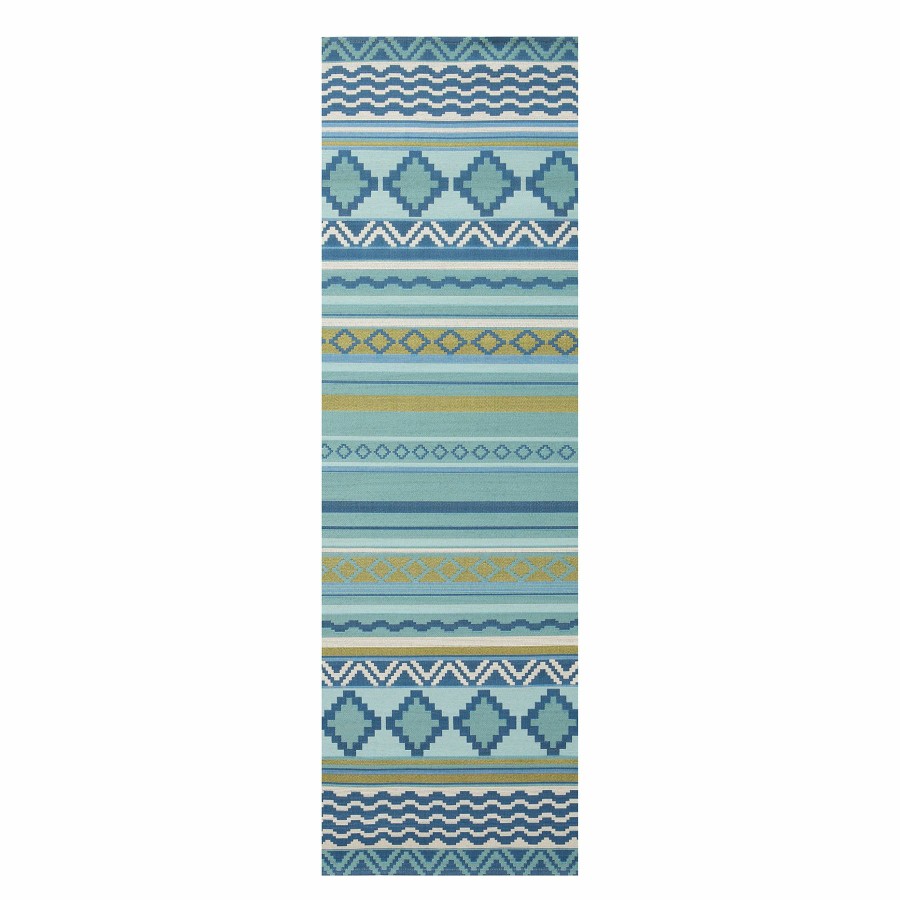 Rugs & Doormats * | Premium (E330) Mikayla Blue Multi-Colored Striped Indoor & Outdoor Runner, 2 7