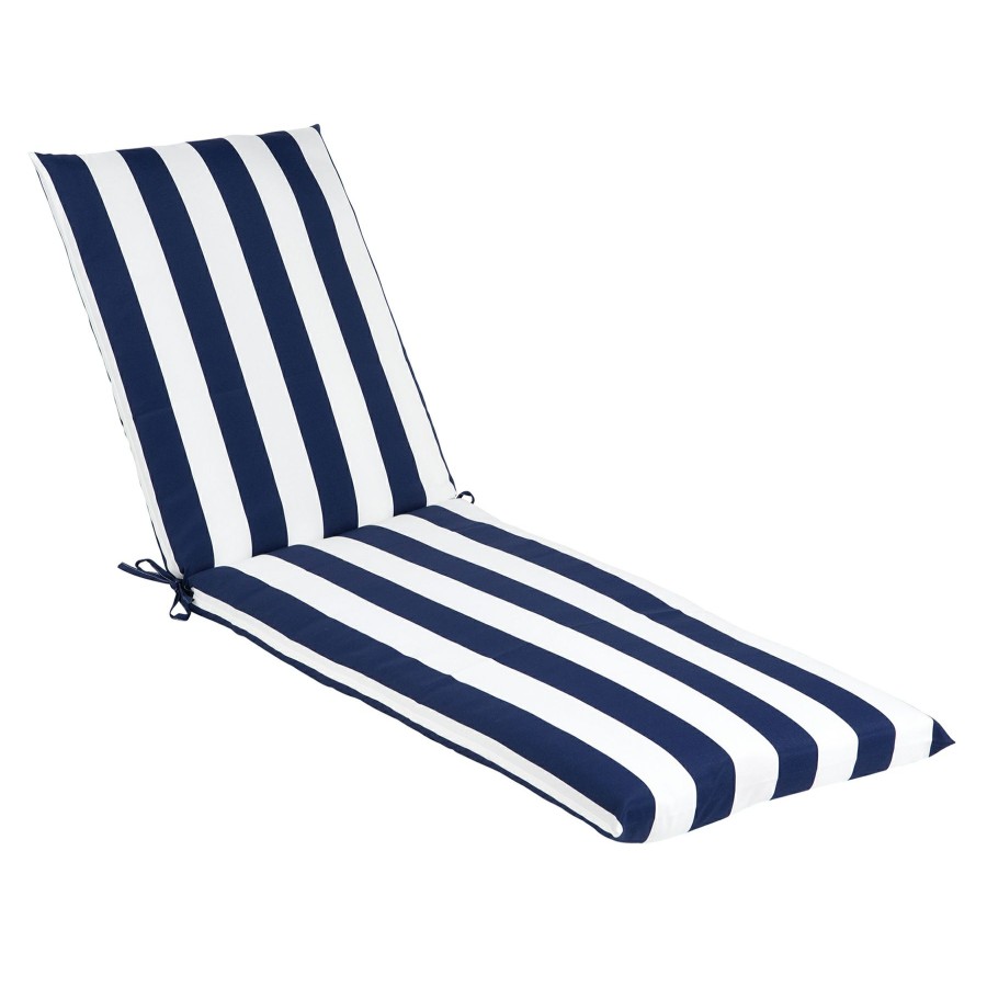 Cushions & Pillows * | Featured Navy Awning Striped Basic Outdoor Chaise Lounge Cushion