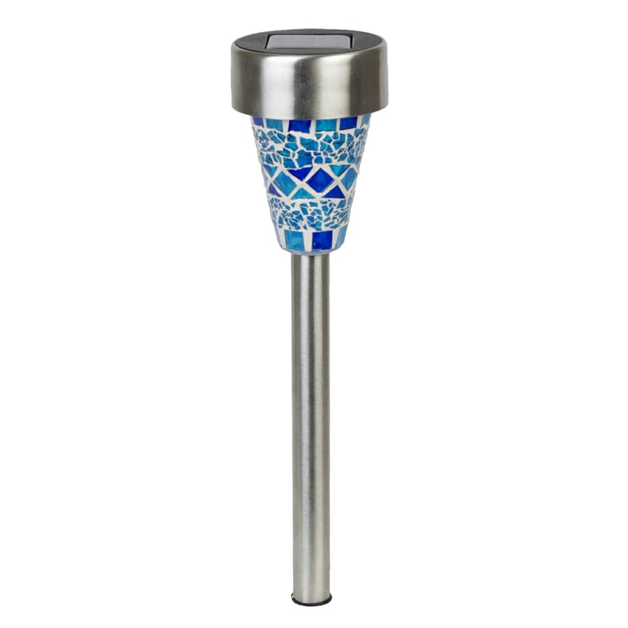 Lighting * | Free Delivery 2.4L Solar Stainless Steel Mosaic Path Light, Blue