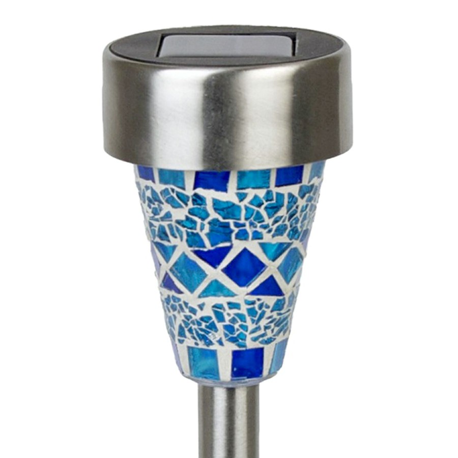 Lighting * | Free Delivery 2.4L Solar Stainless Steel Mosaic Path Light, Blue