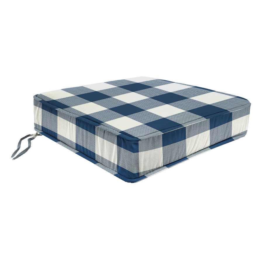 Cushions & Pillows * | Latest Navy Buffalo Check Outdoor Gusseted Deep Seat Cushion