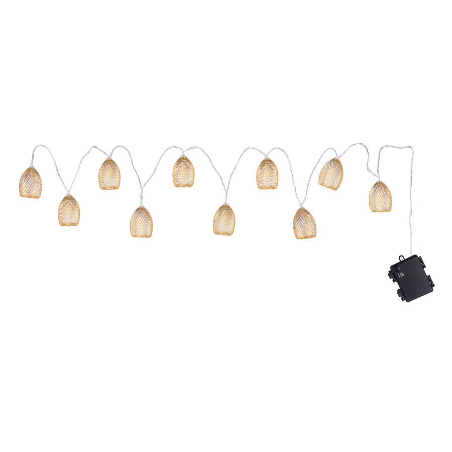 Lighting * | Free Delivery 10-Count Gold Metal String Light Set