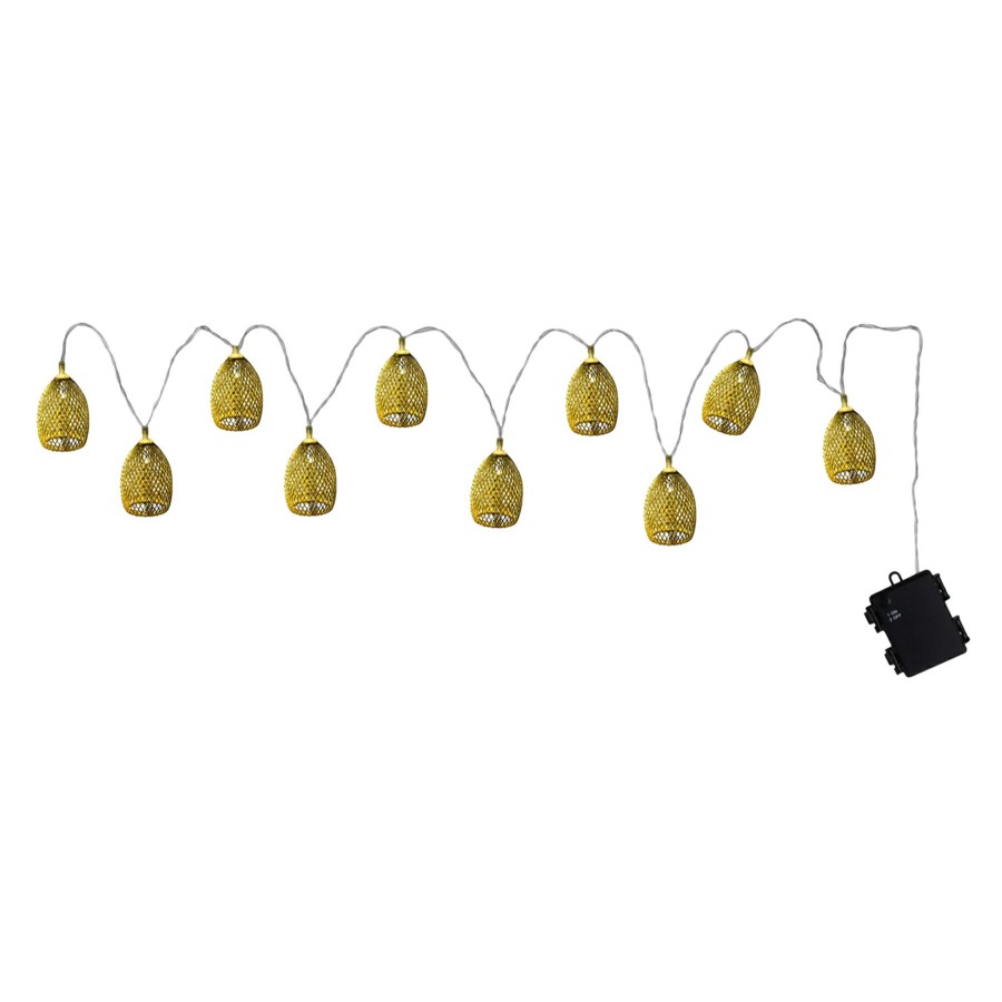 Lighting * | Free Delivery 10-Count Gold Metal String Light Set