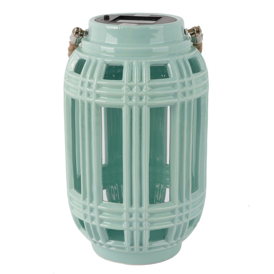 Lighting * | Classical Ty Pennington Mint Green Woven Ceramic Solar Lantern, 10