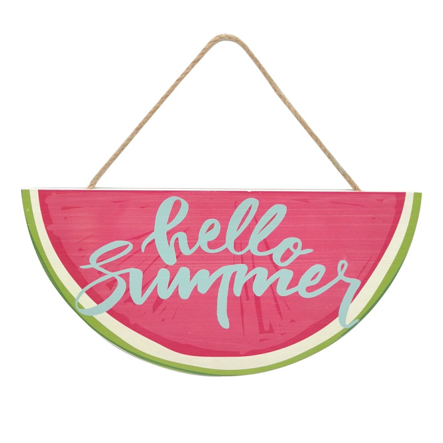 Outdoor Deacutecor * | Large Choice Hello Summer Watermelon Hanging Sign, 10