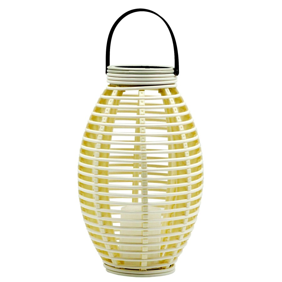 Lighting * | Clearance Sale White Woven Plastic Solar Lantern, 12