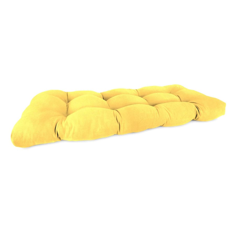 Cushions & Pillows * | Classical Butter Yellow Canvas Outdoor Wicker Settee Cushion